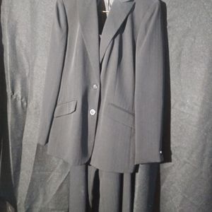 Black pinstripe lined pant suit